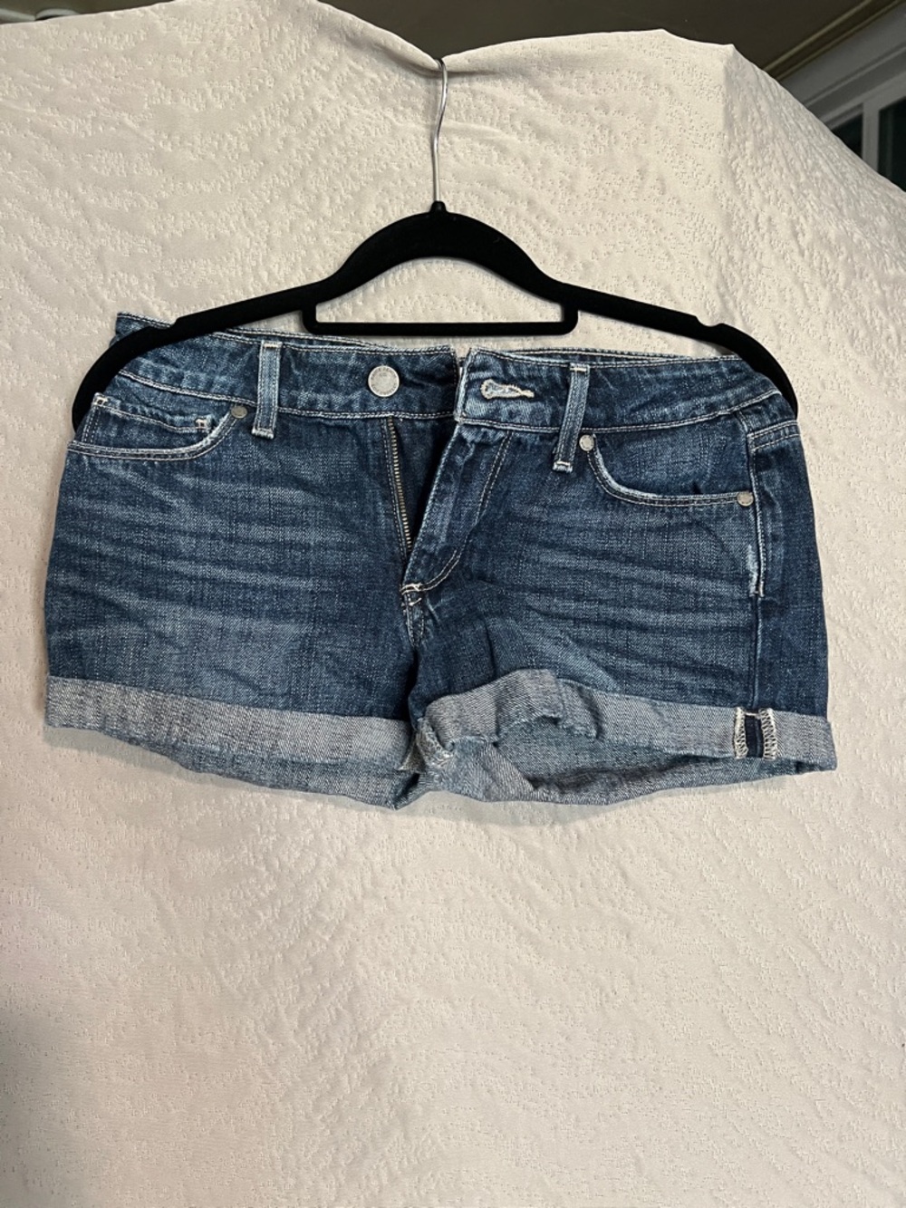 Paige Dark Blue Denim Cuffed Women's Shorts Size 24